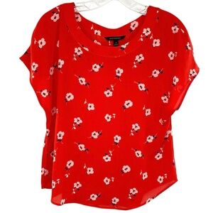 Banana Republic Red Floral Blouse Top